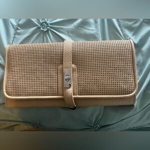 Miztique Tan Clutch with Textured Design